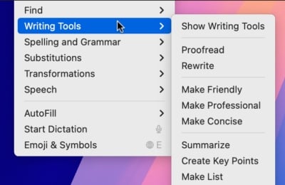 How to use Apple Intelligence writing tools